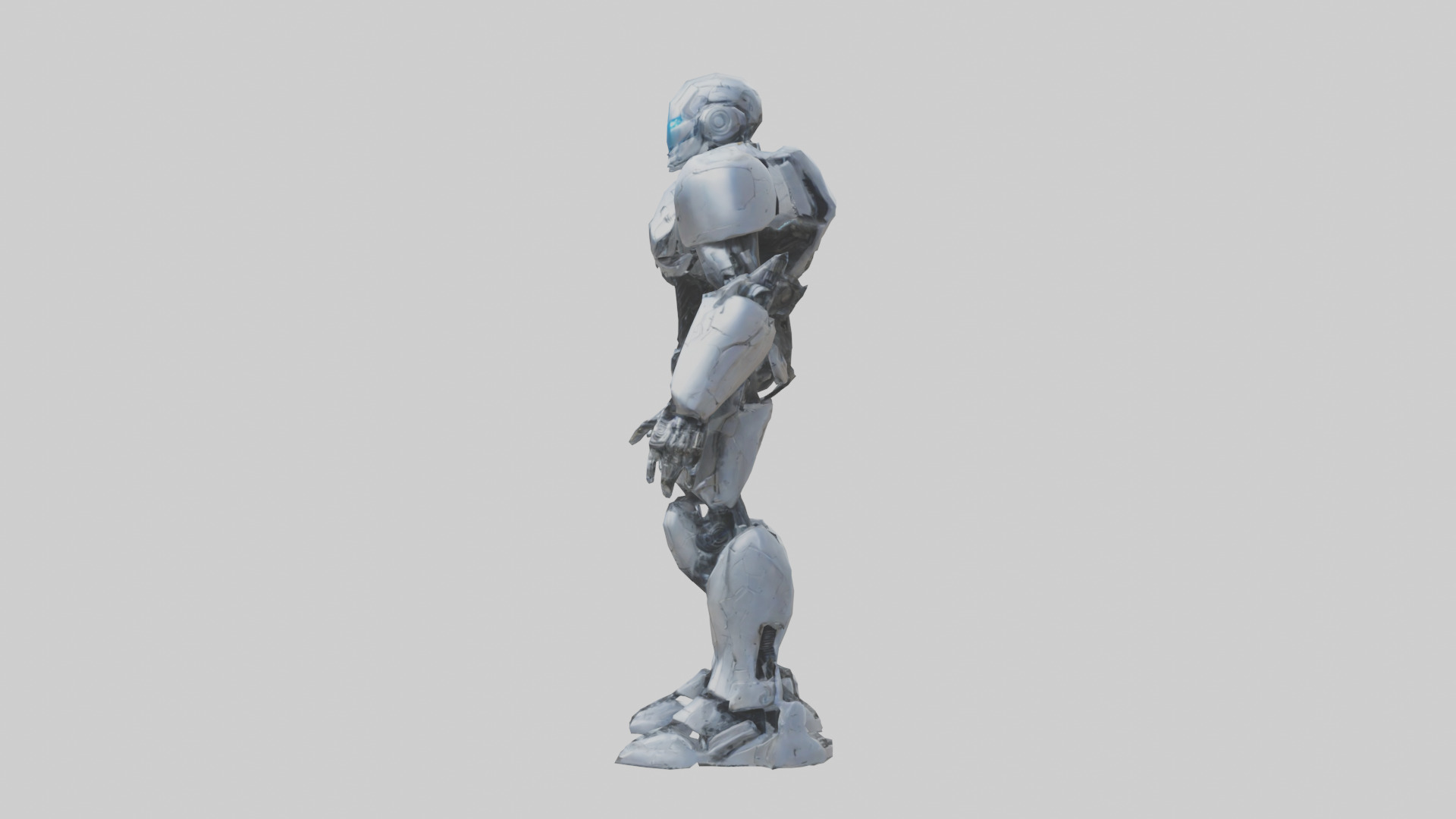 Cybernetic War Machine statue model Low-poly 3D model_22