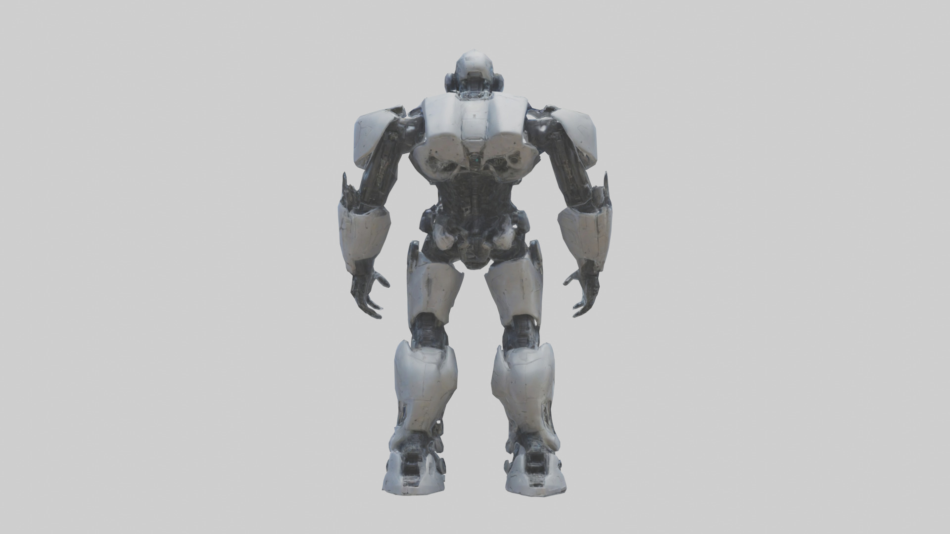 Cybernetic War Machine statue model Low-poly 3D model_2