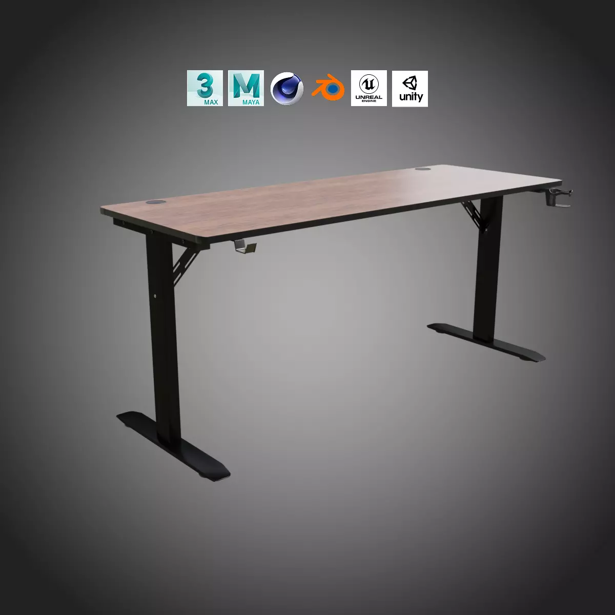 Computer Desk - Realistic Asset Low-poly 3D model_0