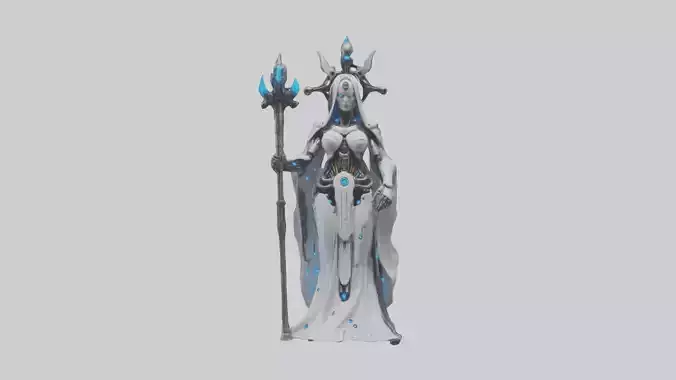 Cyborg Priestess statue model