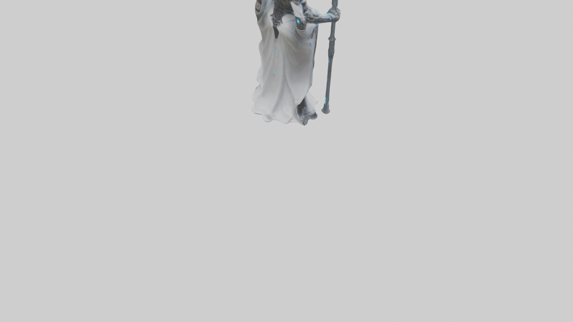 Cyborg Priestess statue model Low-poly 3D model_6
