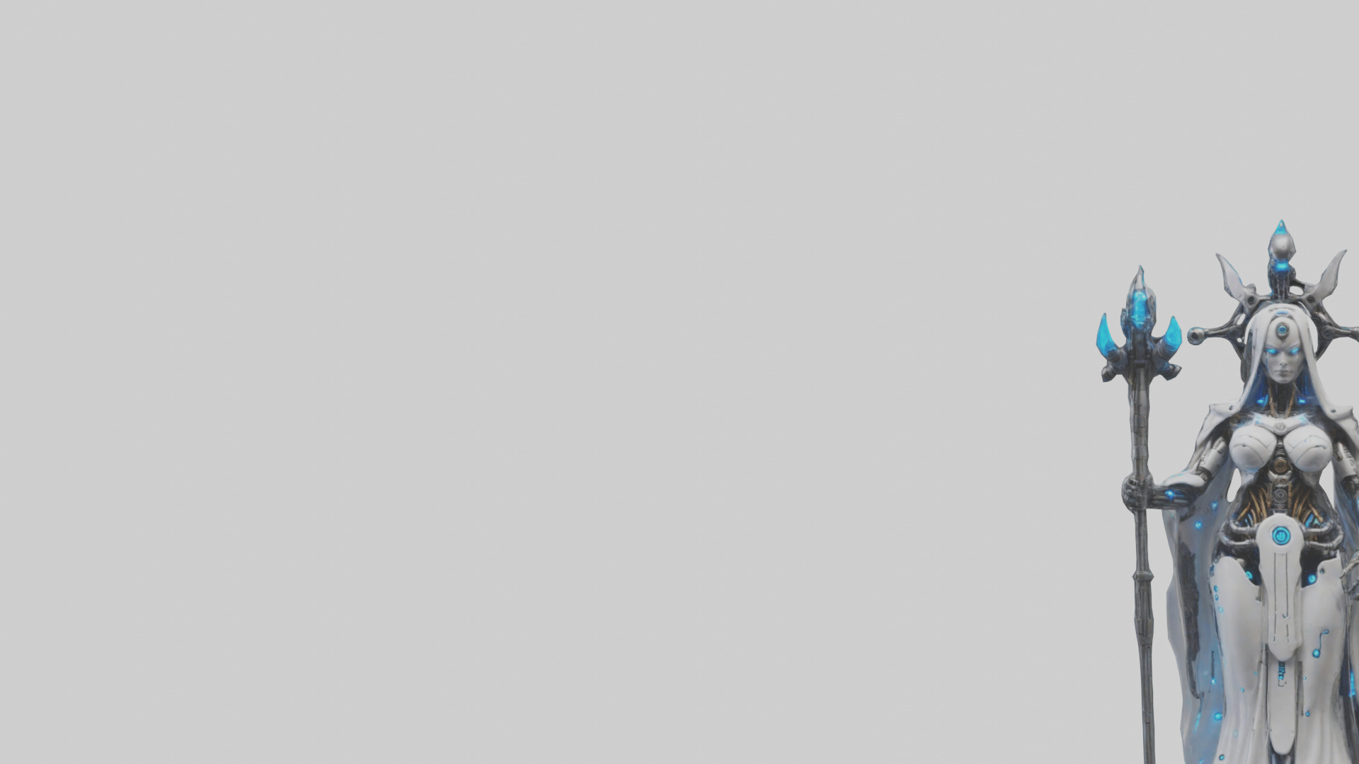 Cyborg Priestess statue model Low-poly 3D model_21