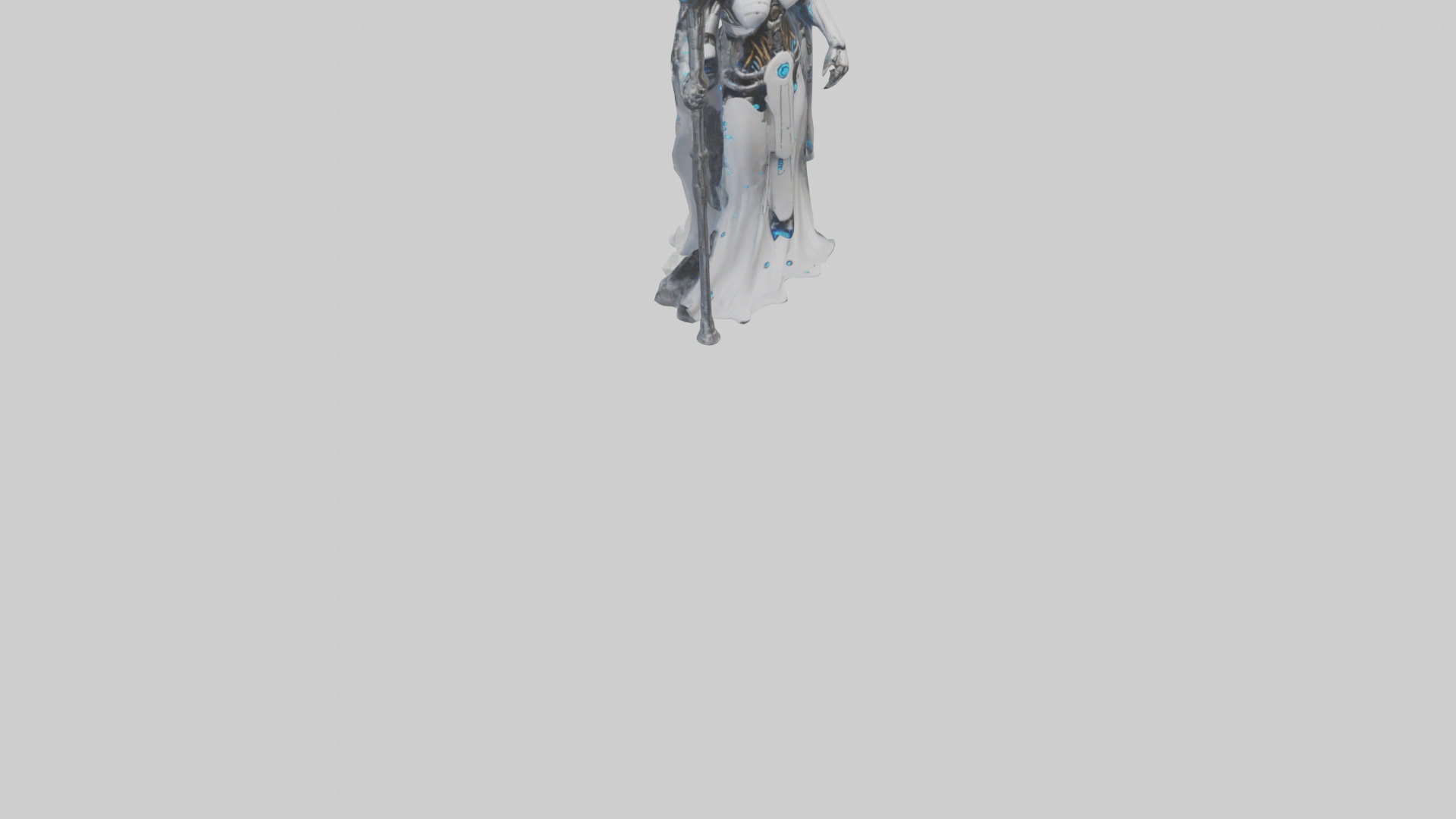 Cyborg Priestess statue model Low-poly 3D model_8