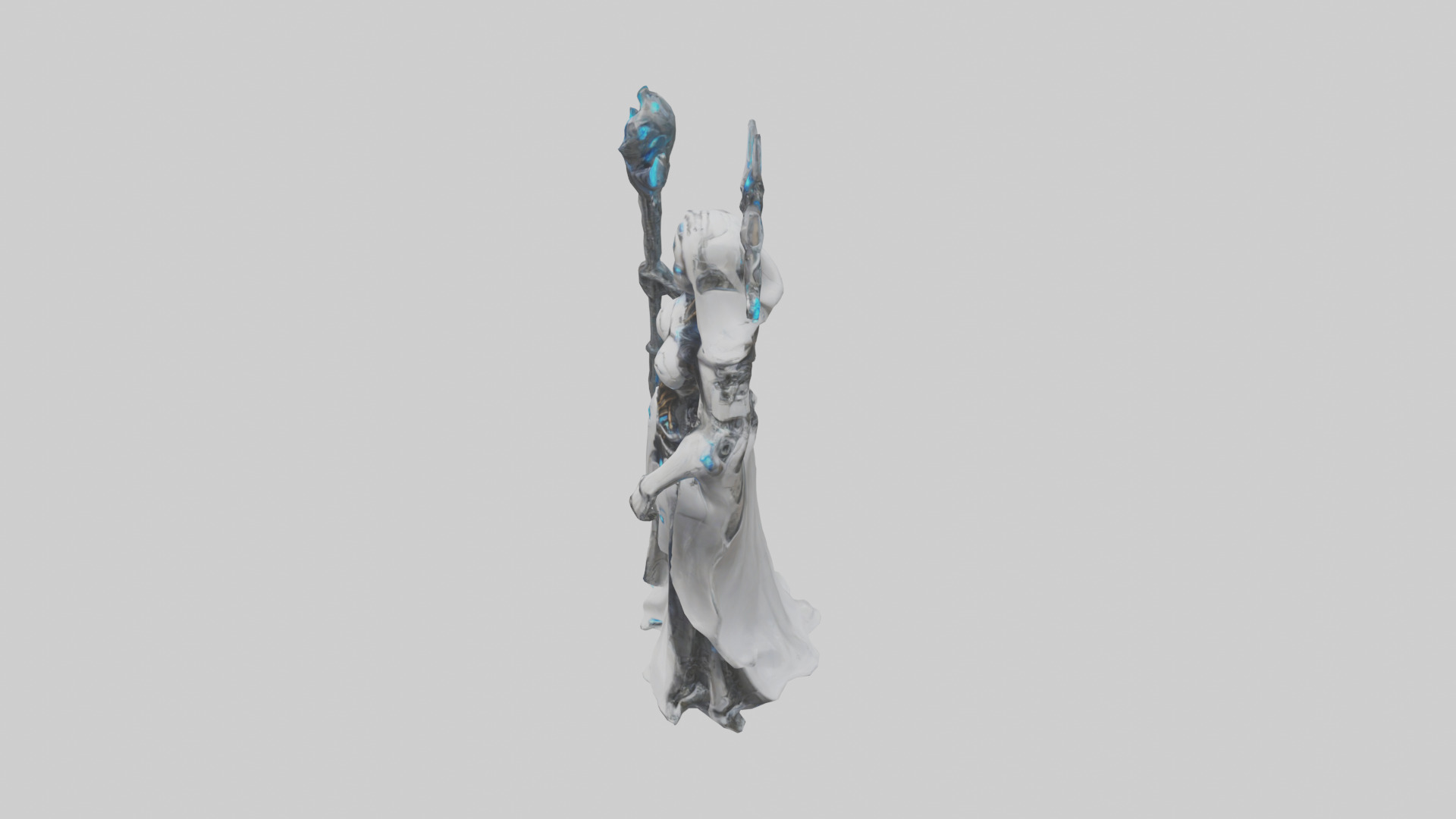 Cyborg Priestess statue model Low-poly 3D model_27