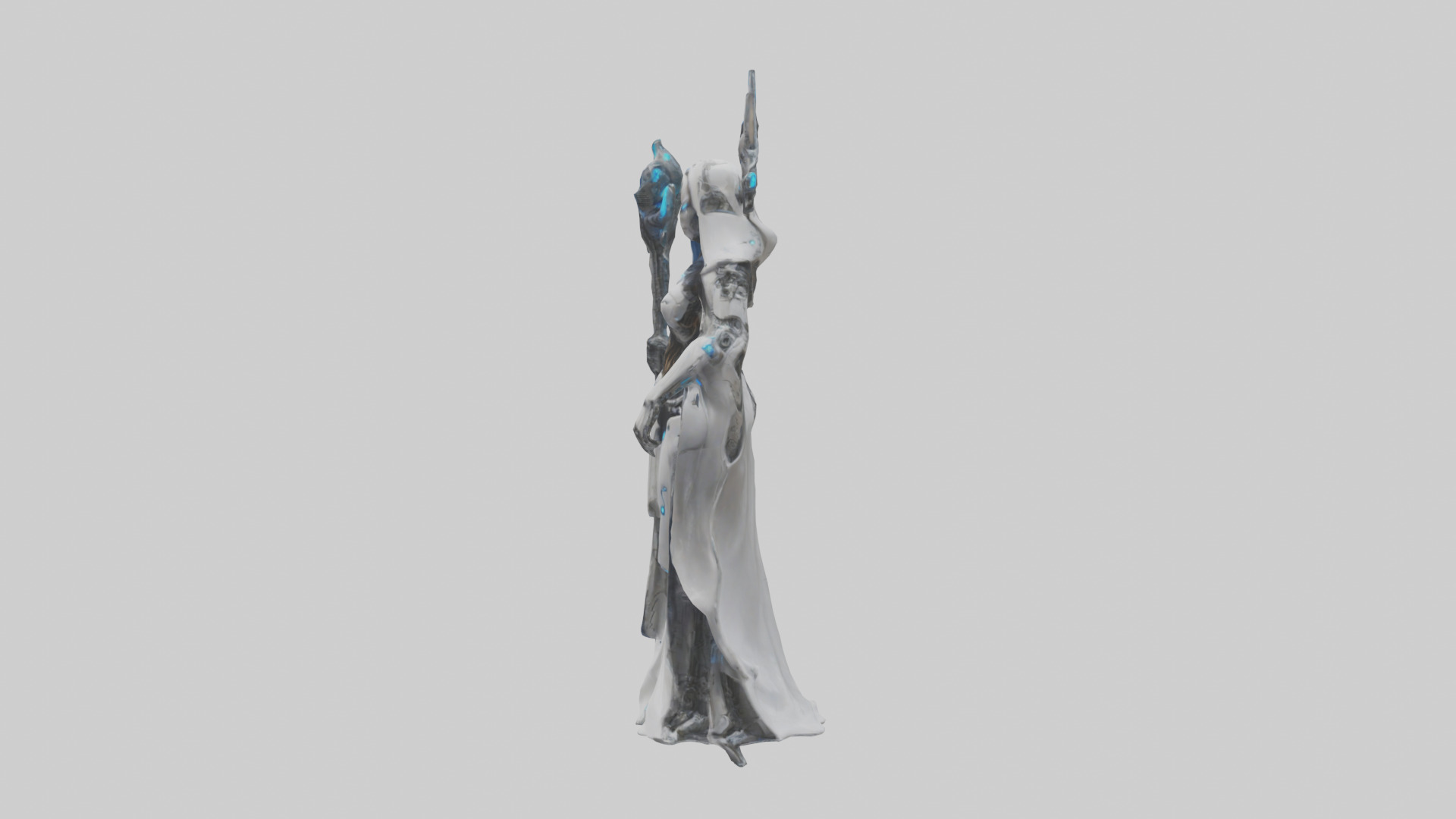 Cyborg Priestess statue model Low-poly 3D model_22
