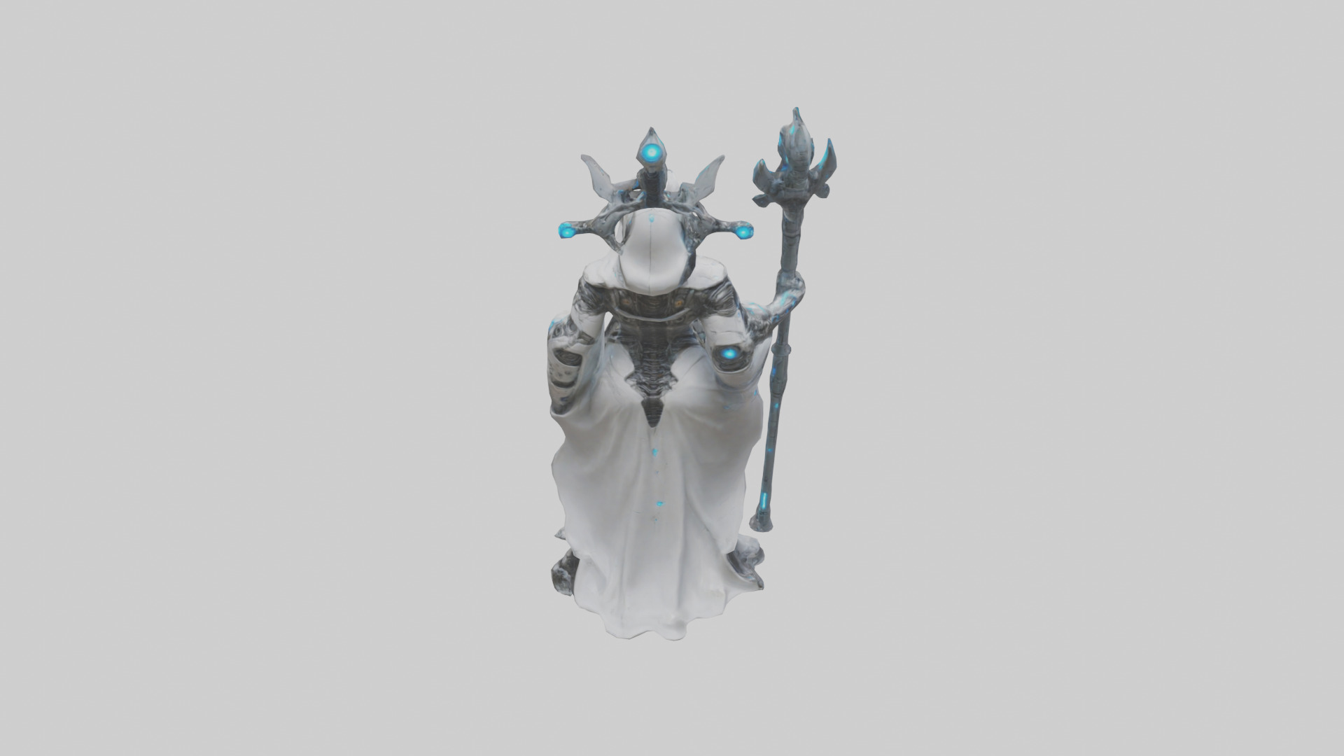 Cyborg Priestess statue model Low-poly 3D model_25