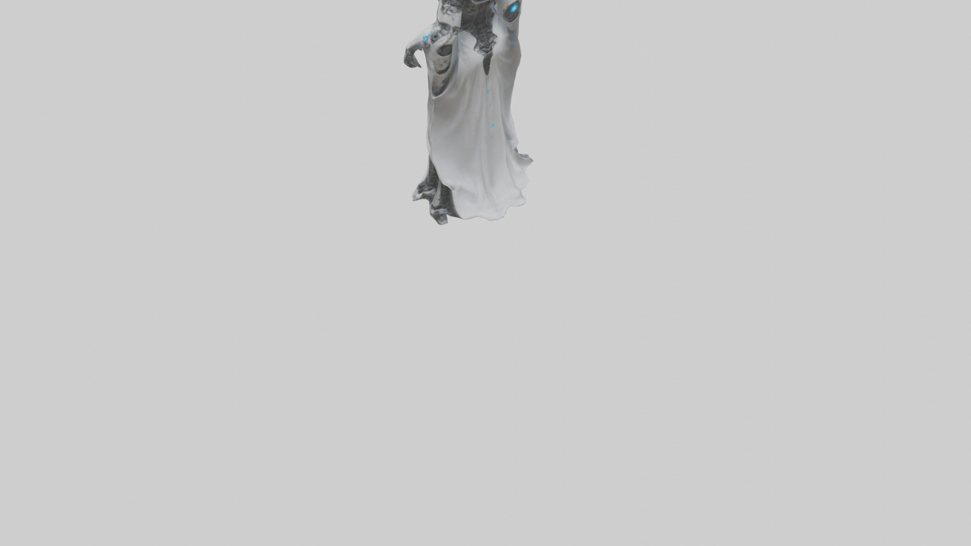 Cyborg Priestess statue model Low-poly 3D model_5