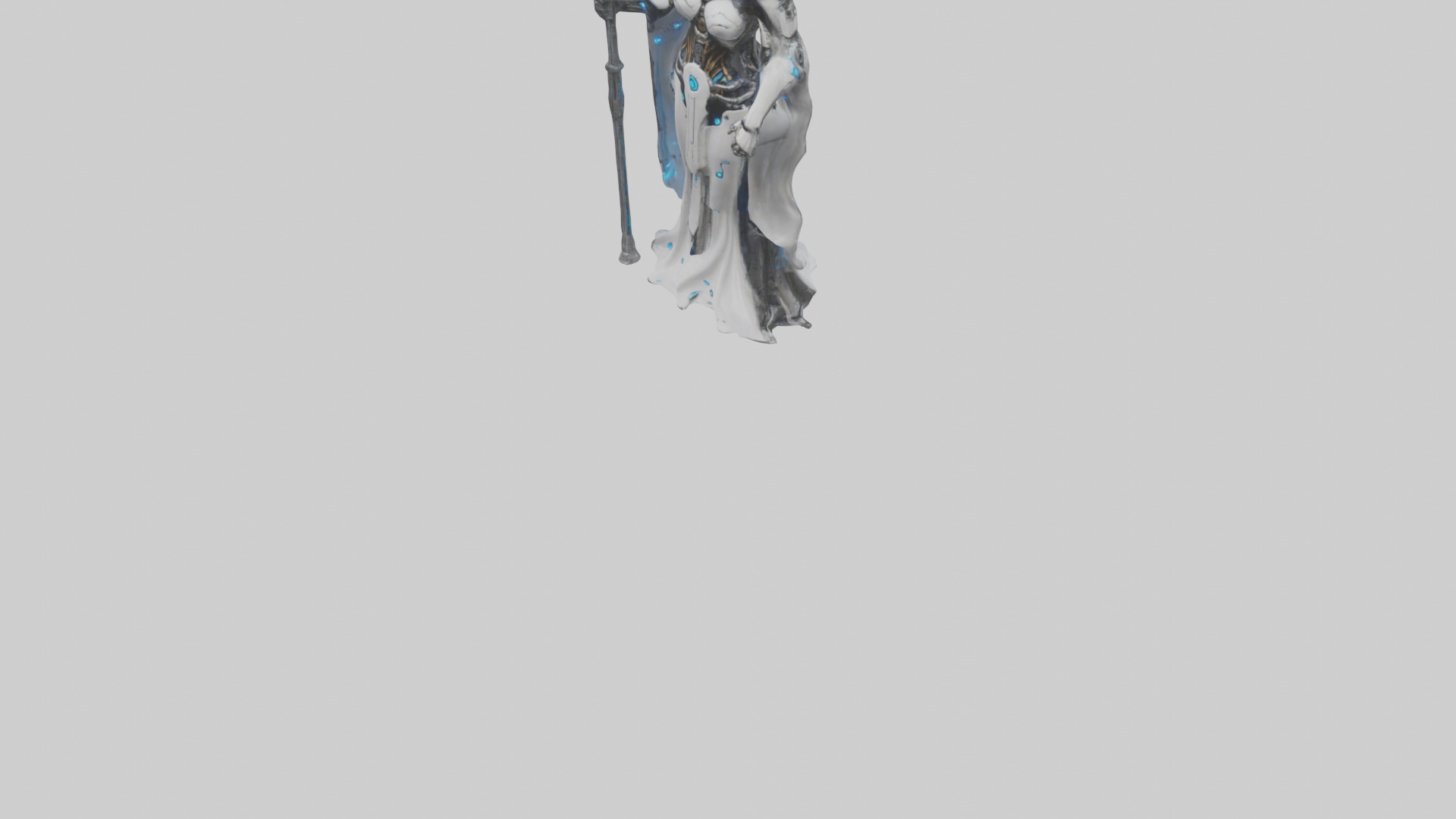 Cyborg Priestess statue model Low-poly 3D model_7