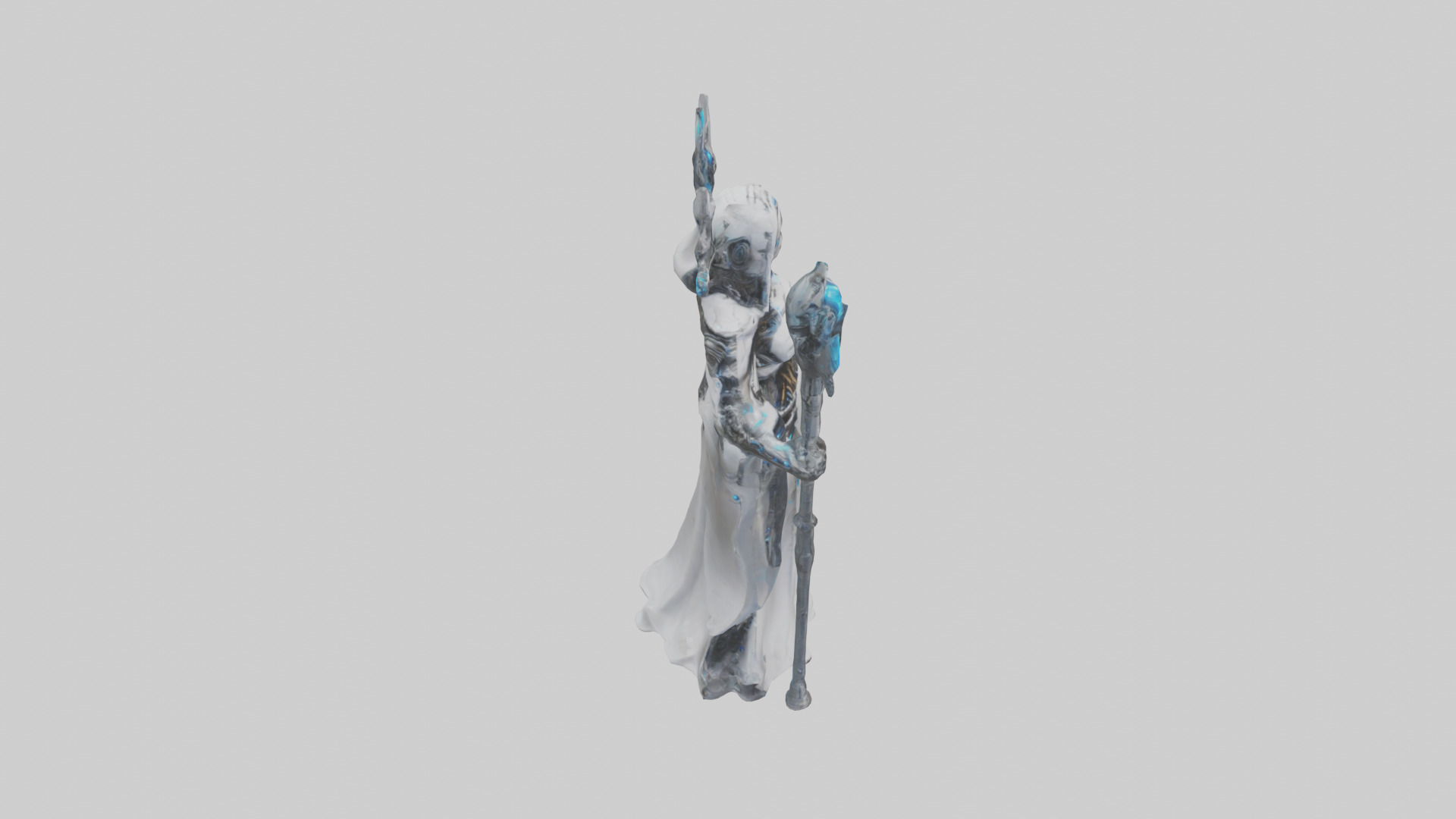 Cyborg Priestess statue model Low-poly 3D model_28