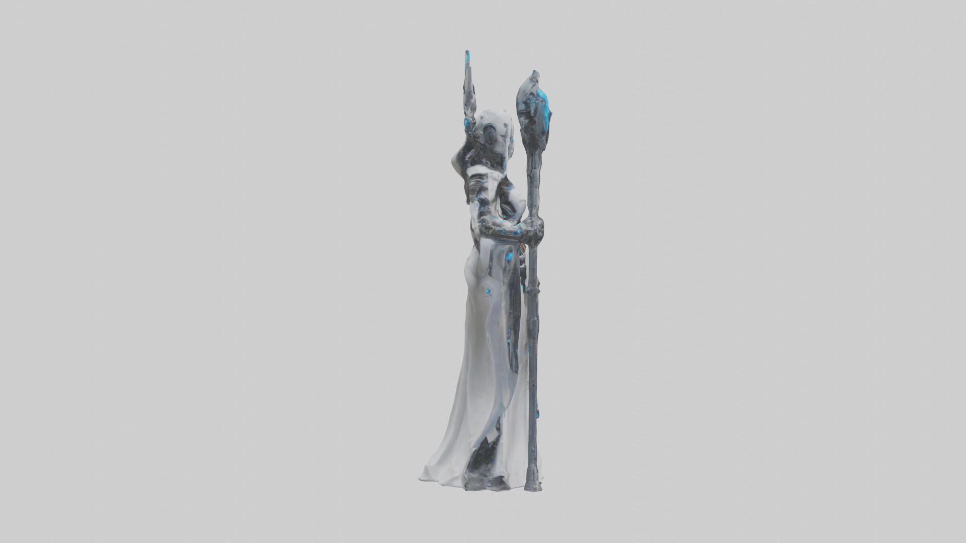 Cyborg Priestess statue model Low-poly 3D model_23