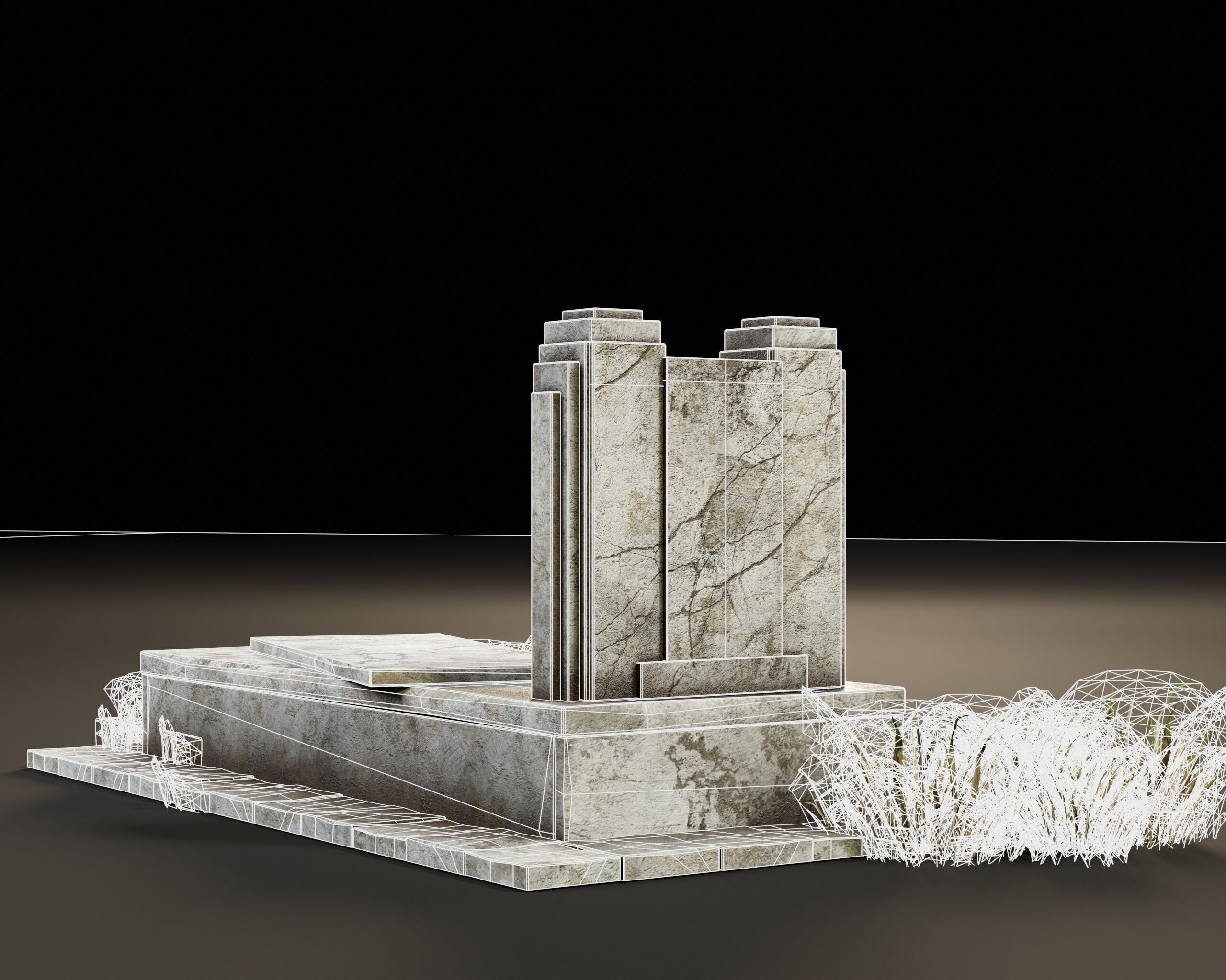 Old Tomb Stone Low-poly 3D model_17