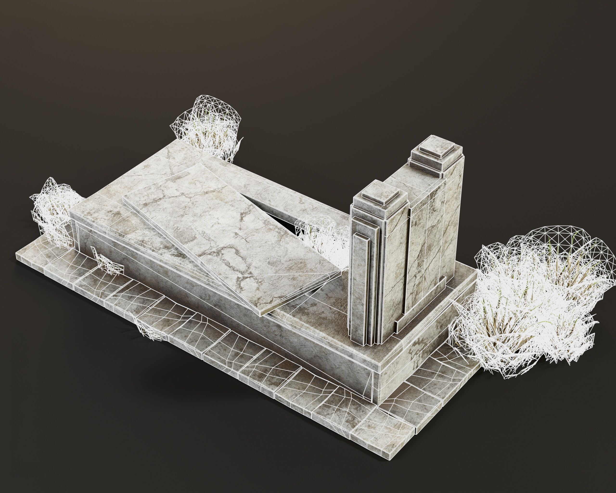 Old Tomb Stone Low-poly 3D model_19