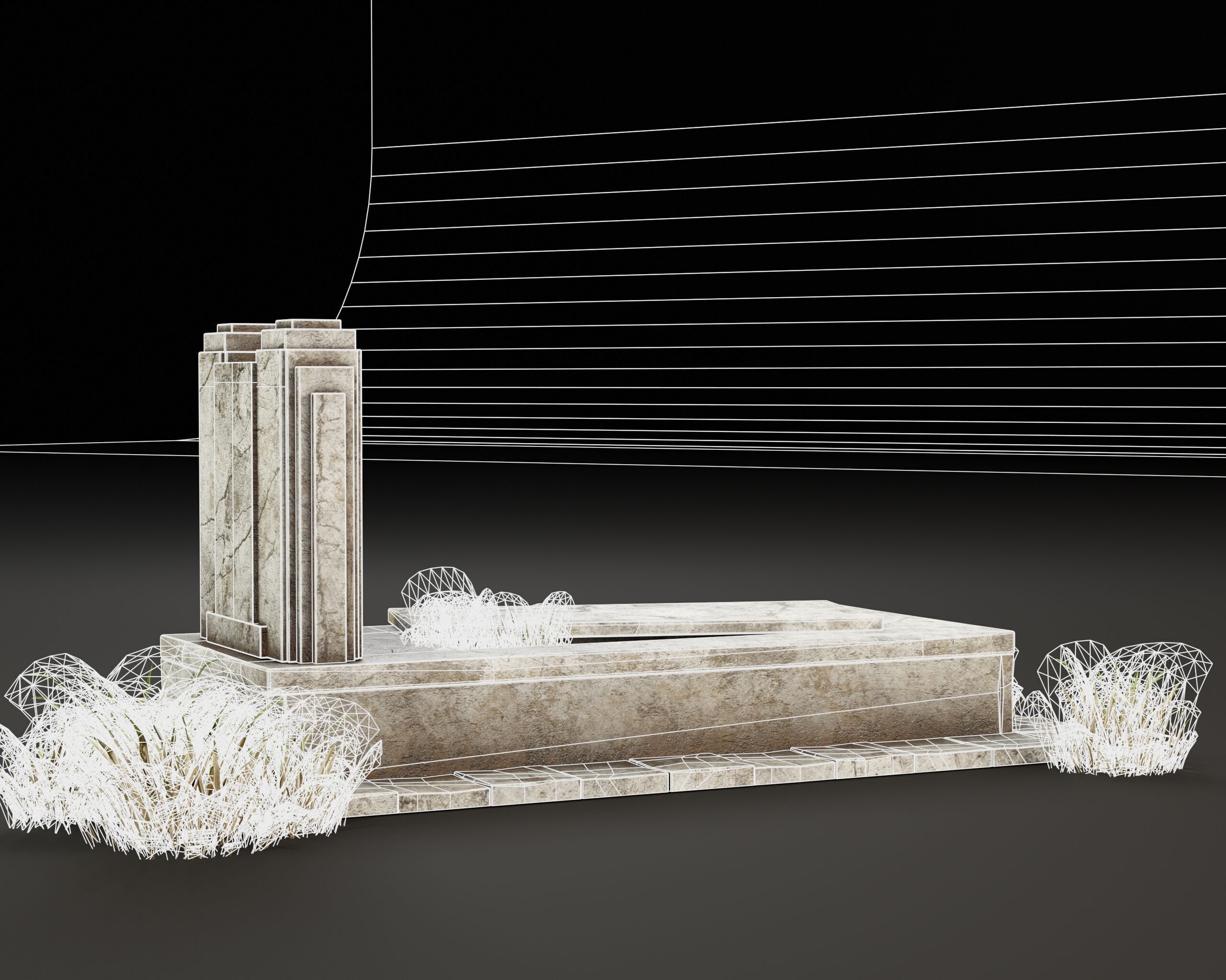 Old Tomb Stone Low-poly 3D model_13