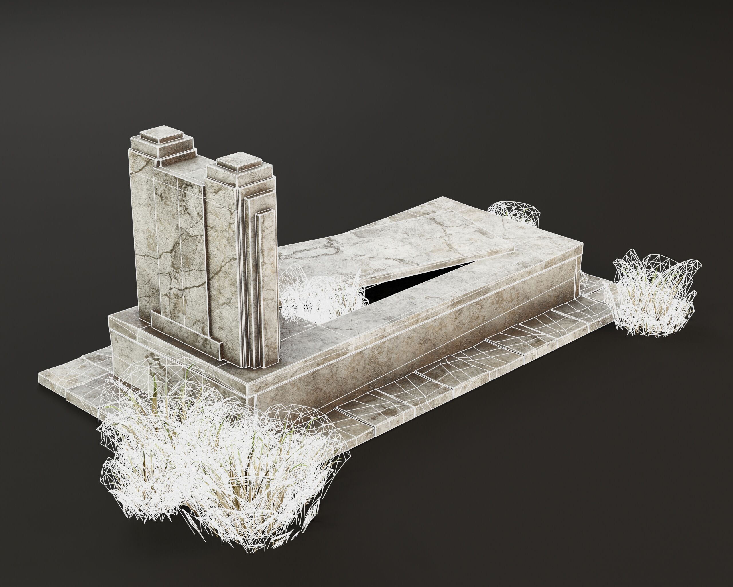 Old Tomb Stone Low-poly 3D model_15