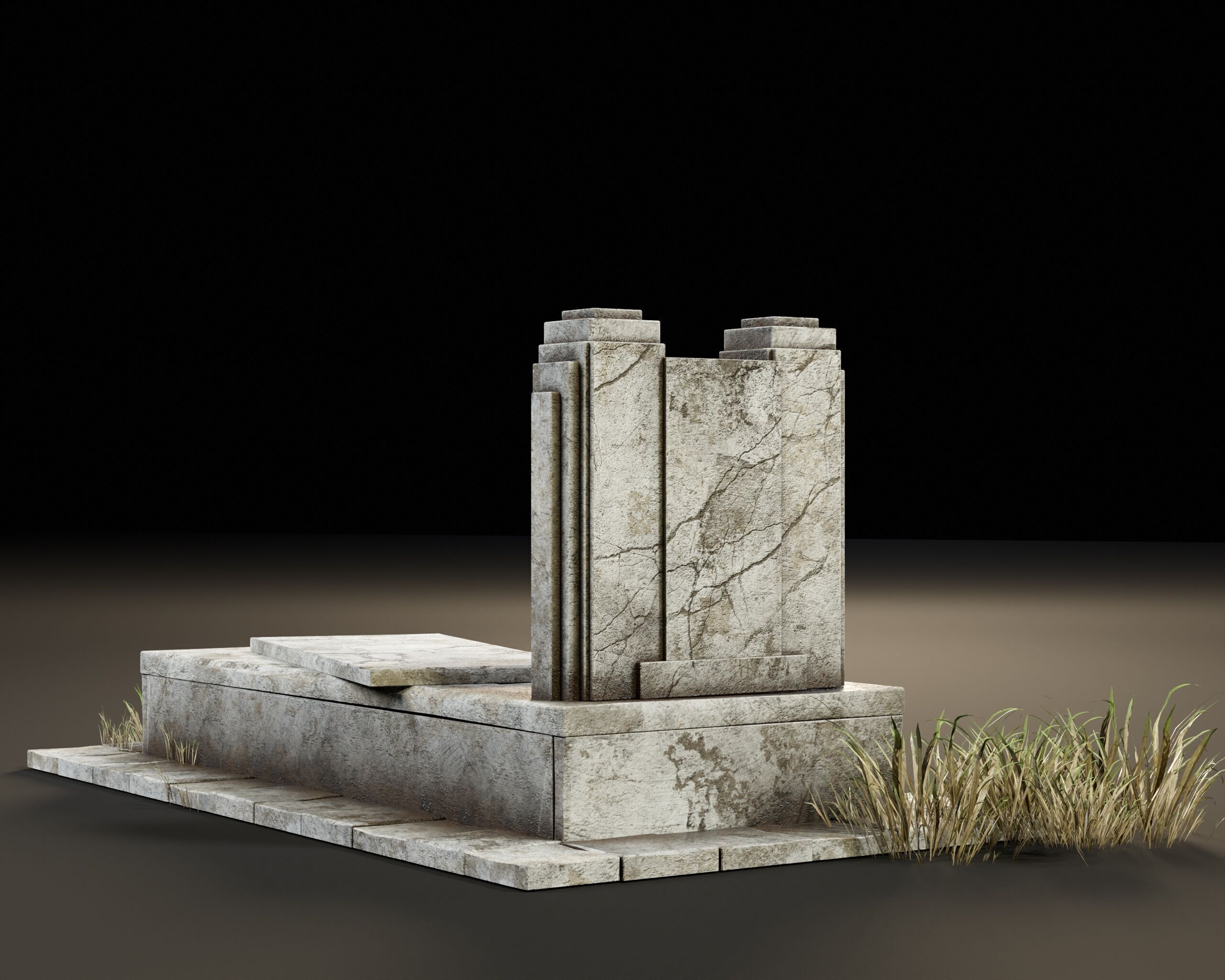 Old Tomb Stone Low-poly 3D model_16