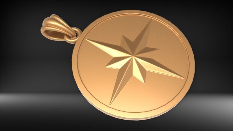 8 Pointed North Star Pendant Charm Necklace Jewelry 3D print model_4