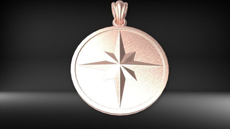 8 Pointed North Star Pendant Charm Necklace Jewelry 3D print model_14