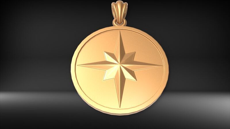 8 Pointed North Star Pendant Charm Necklace Jewelry 3D print model_2
