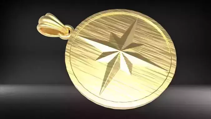  8 Pointed North Star Pendant Charm Necklace Jewelry 3D print model