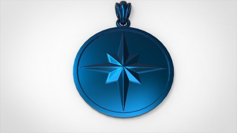 8 Pointed North Star Pendant Charm Necklace Jewelry 3D print model_31