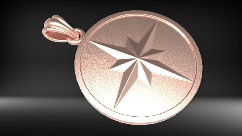 8 Pointed North Star Pendant Charm Necklace Jewelry 3D print model_10