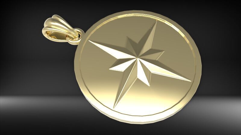 8 Pointed North Star Pendant Charm Necklace Jewelry 3D print model_21