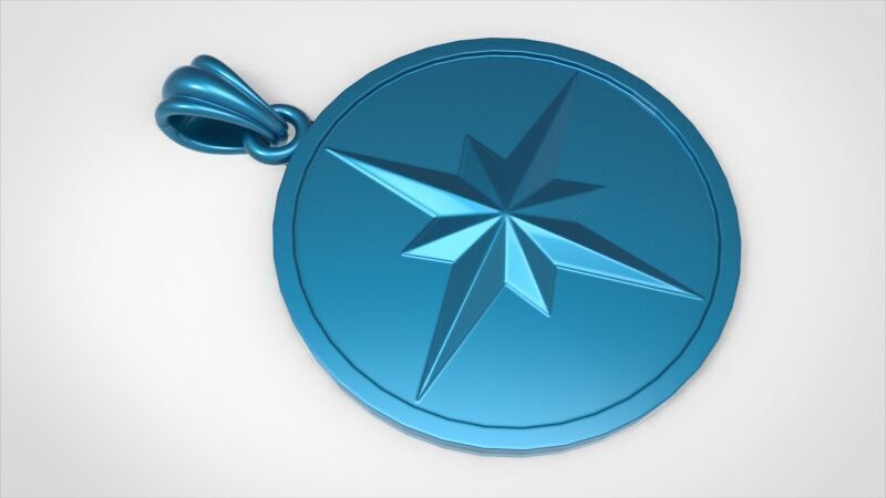 8 Pointed North Star Pendant Charm Necklace Jewelry 3D print model_15