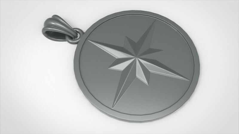 8 Pointed North Star Pendant Charm Necklace Jewelry 3D print model_11