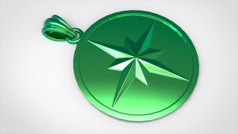 8 Pointed North Star Pendant Charm Necklace Jewelry 3D print model_20