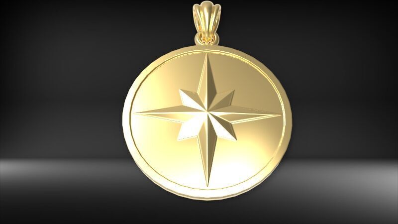 8 Pointed North Star Pendant Charm Necklace Jewelry 3D print model_13
