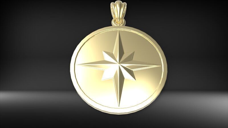 8 Pointed North Star Pendant Charm Necklace Jewelry 3D print model_18