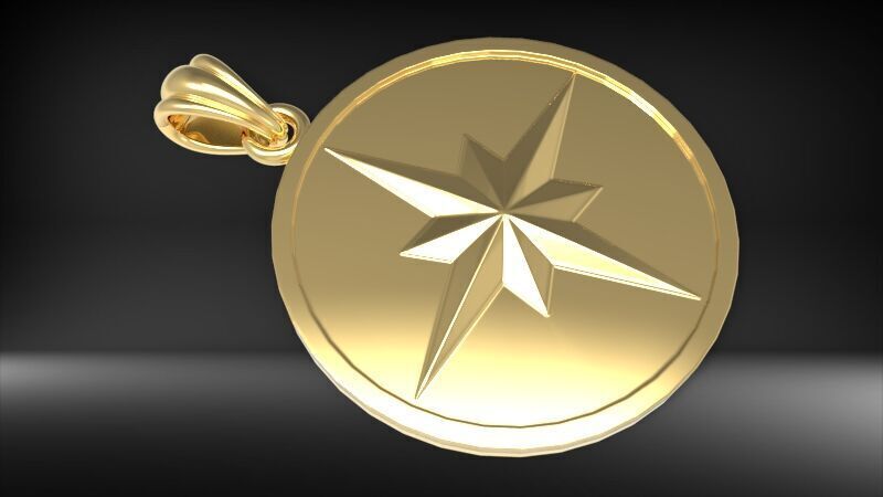 8 Pointed North Star Pendant Charm Necklace Jewelry 3D print model_3