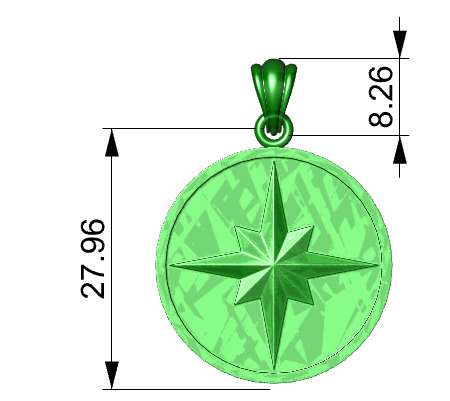 8 Pointed North Star Pendant Charm Necklace Jewelry 3D print model_23
