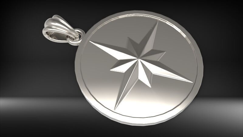 8 Pointed North Star Pendant Charm Necklace Jewelry 3D print model_7