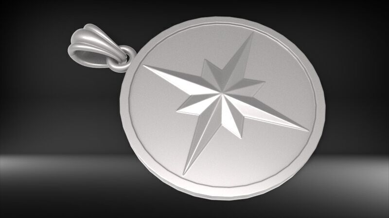 8 Pointed North Star Pendant Charm Necklace Jewelry 3D print model_9