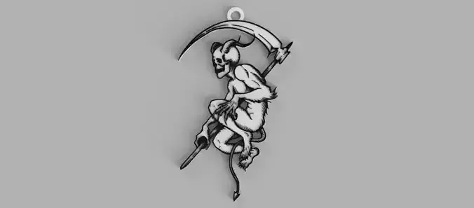 DEMON with skull and sickle Devil keychain - pendant - earring 3D print model