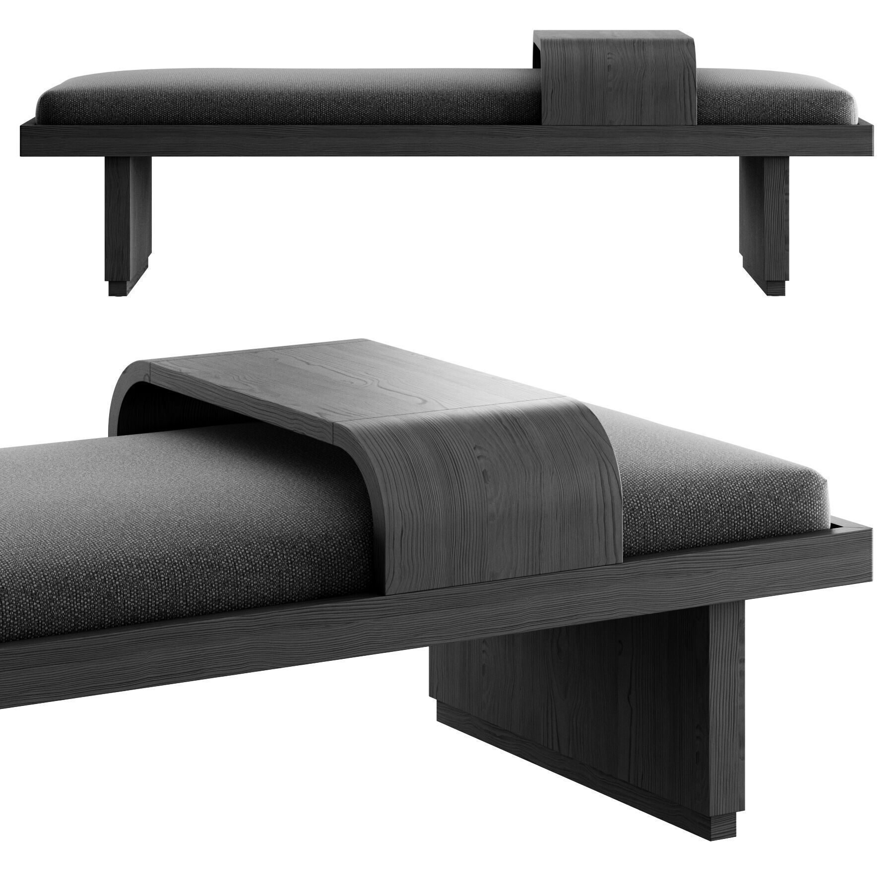 Bryaunna Upholstered Bench By Wade Logan 3D model_5