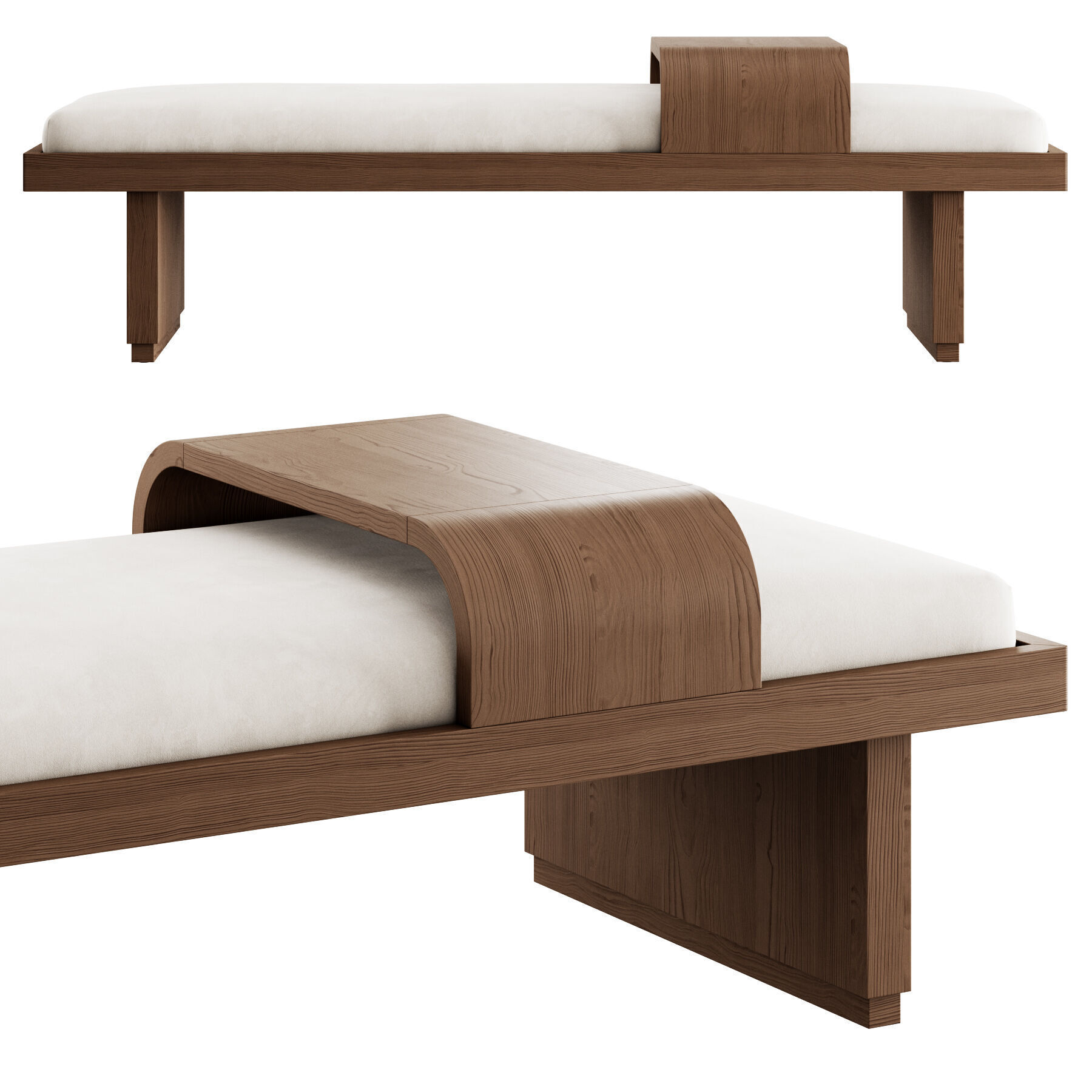 Bryaunna Upholstered Bench By Wade Logan 3D model_3