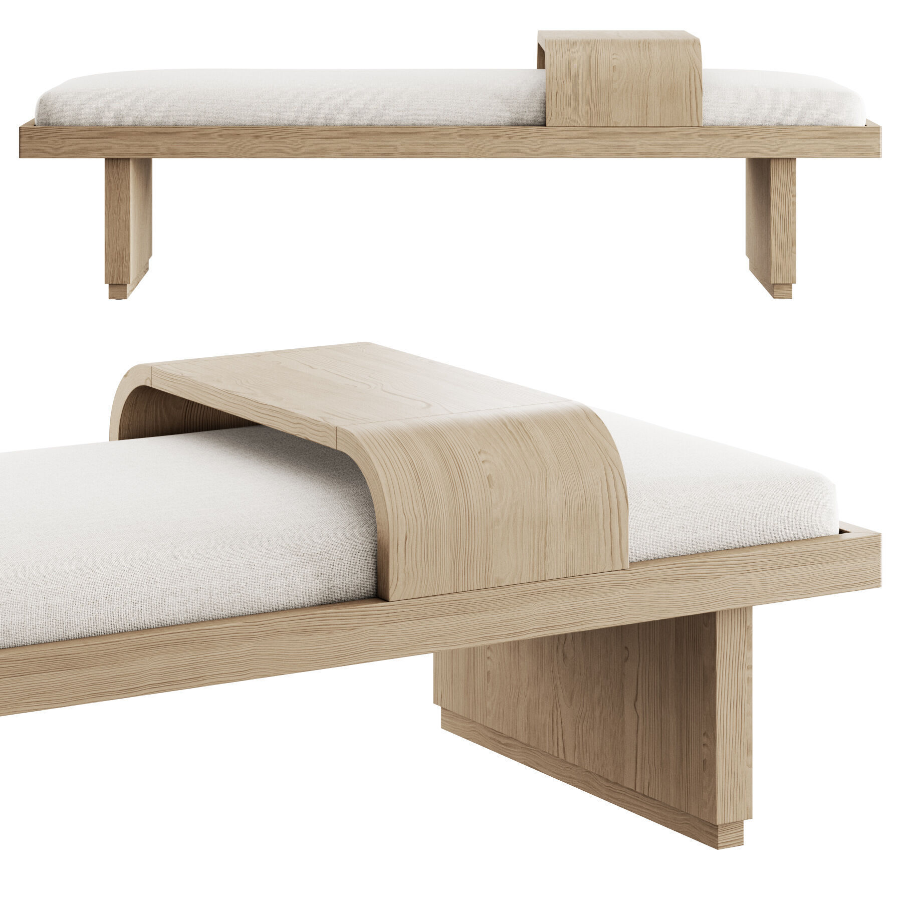 Bryaunna Upholstered Bench By Wade Logan 3D model_4