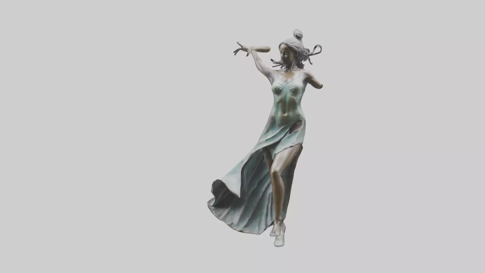 Dancer MidTurn statue model Low-poly 3D model_0