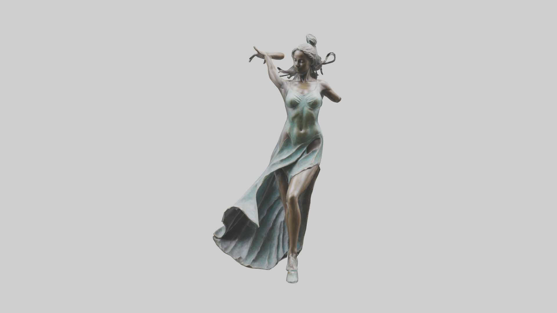 Dancer MidTurn statue model Low-poly 3D model_1