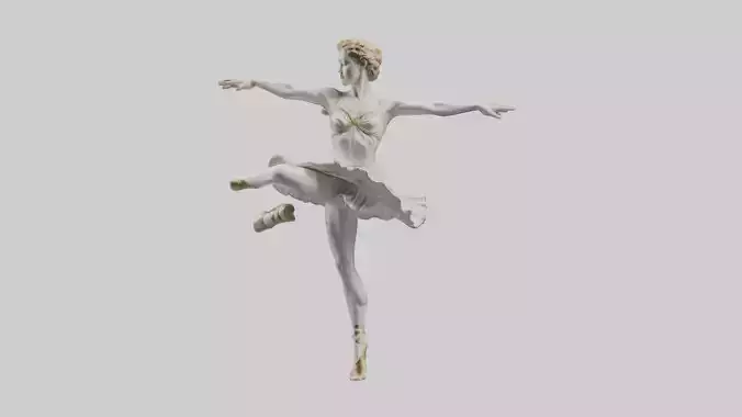Dancer Performing Grand Jete statue model Low-poly 3D model