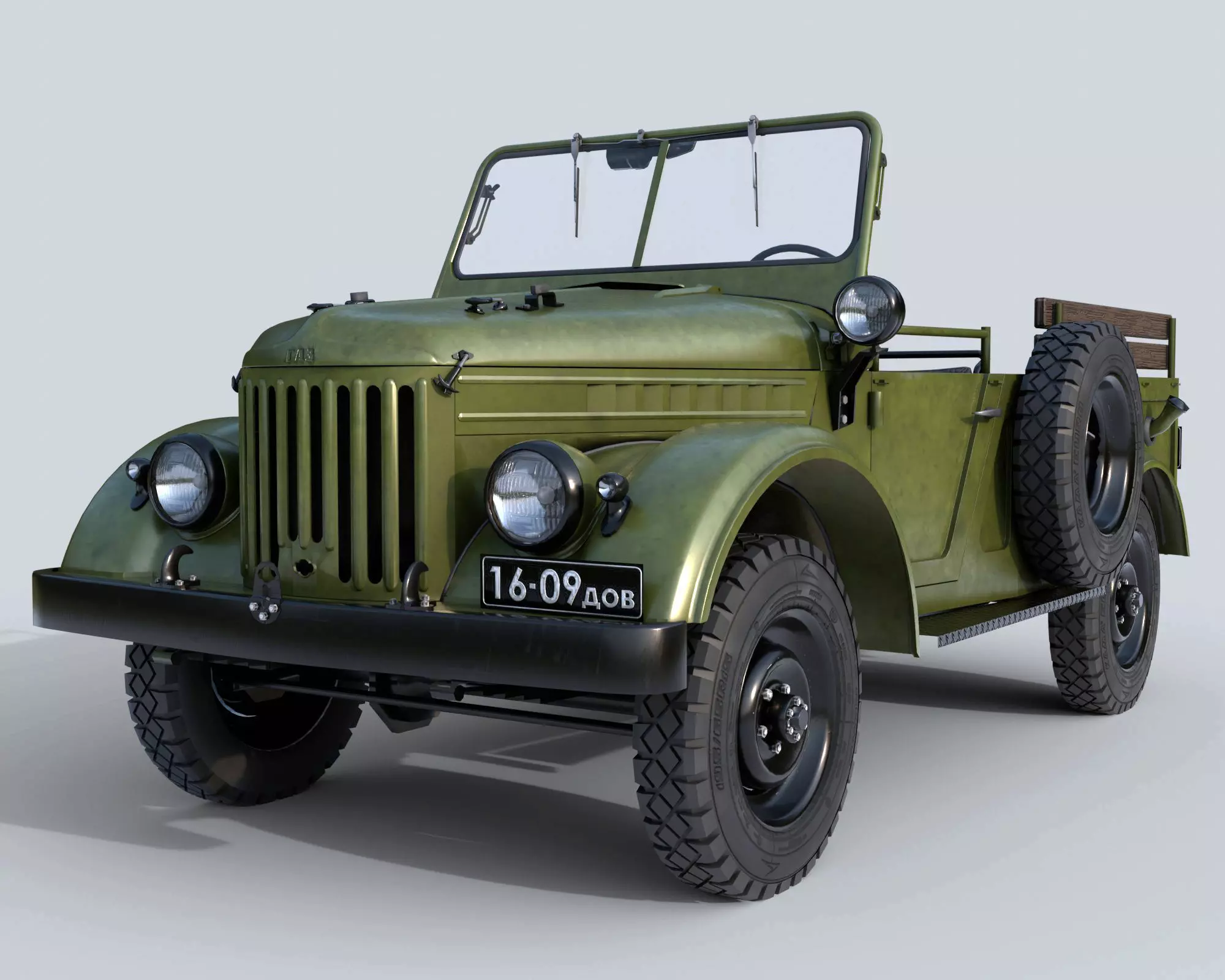 3d model of a retro car GAZ 69 Low-poly 3D model