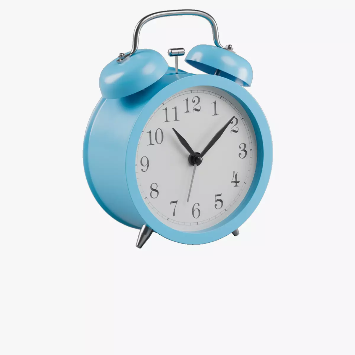 Retro alarm clock Blue Low-poly 3D model_0