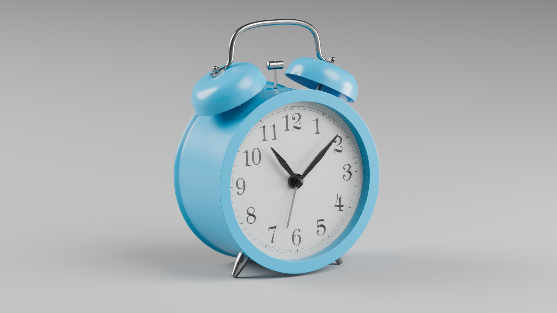 Retro alarm clock Blue Low-poly 3D model_1