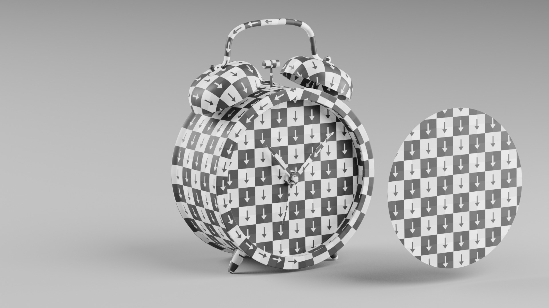 Retro alarm clock Blue Low-poly 3D model_16