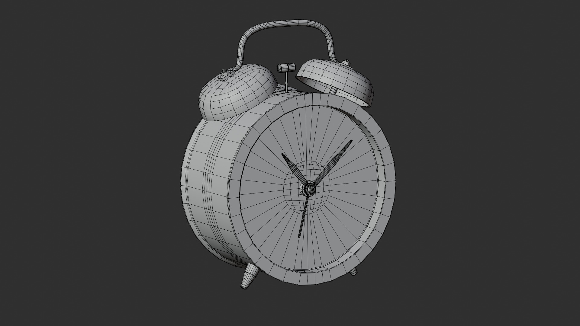 Retro alarm clock Blue Low-poly 3D model_7