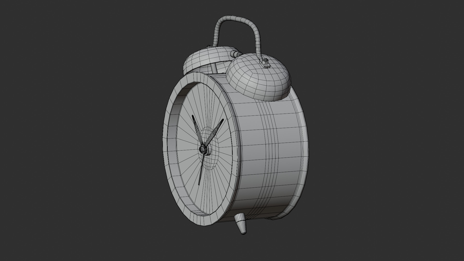 Retro alarm clock Blue Low-poly 3D model_10