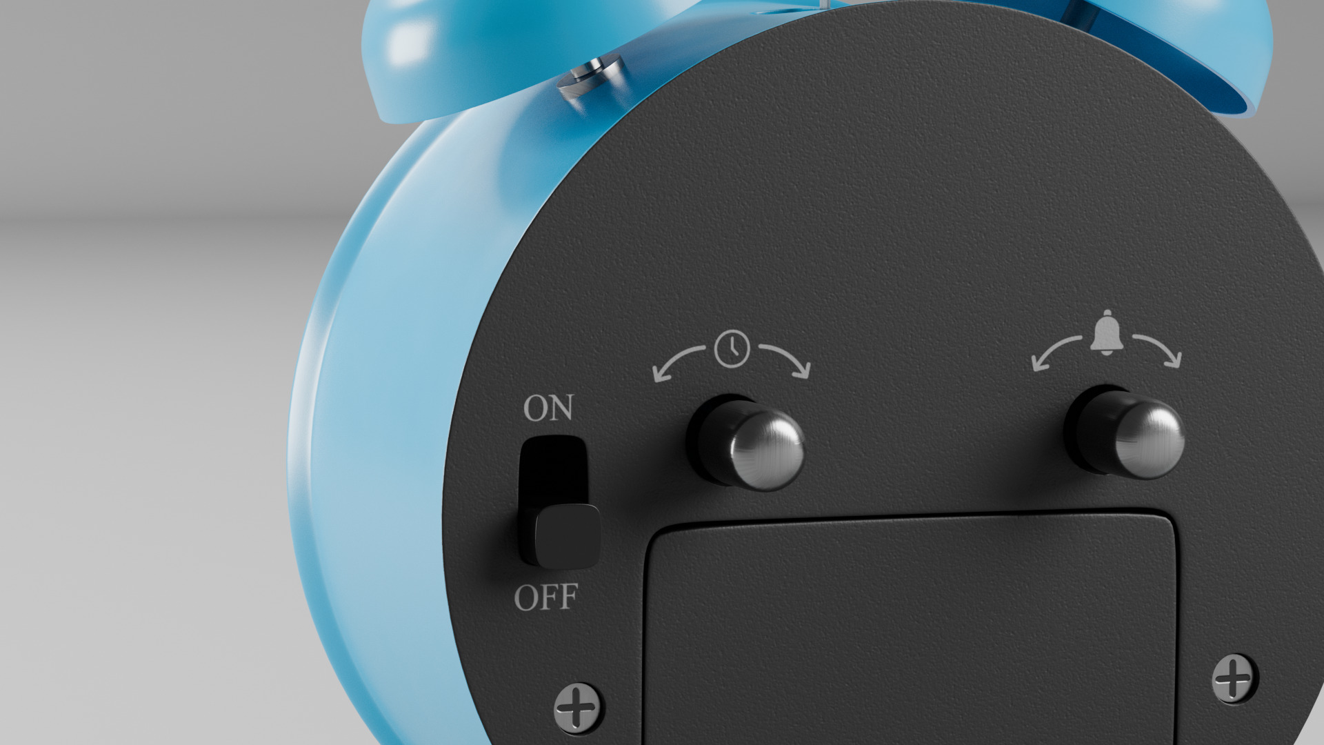 Retro alarm clock Blue Low-poly 3D model_6