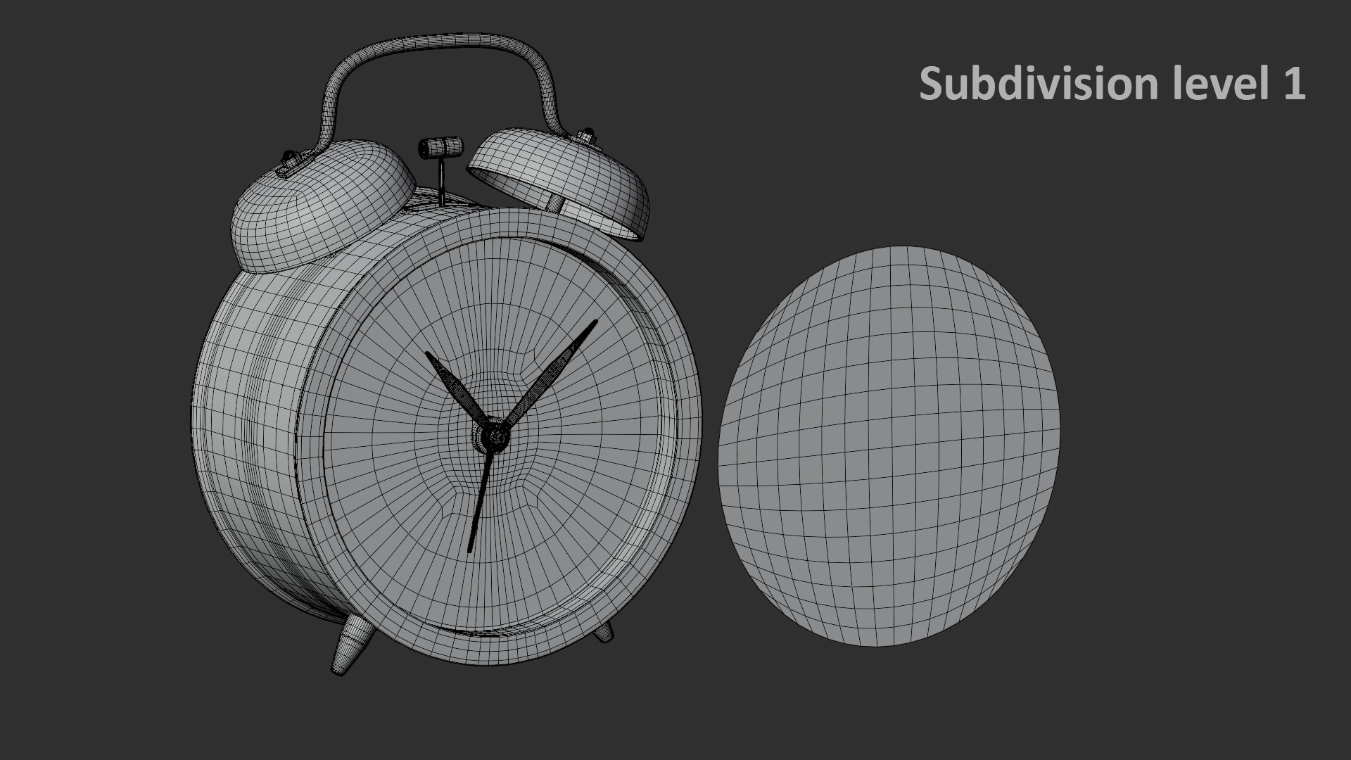 Retro alarm clock Blue Low-poly 3D model_15